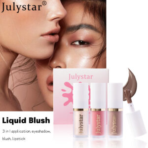 Julystar 3-in-1 Liquid Blush Set with Hyaluronic Acid – Hydrating Liquid Highlighter, Blush & Contour Trio Set