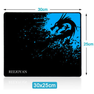 RAKOON Extended Gaming Mouse Pad – Large Desk Mat with Blue Dragon Splatter Design & Stitched Edges