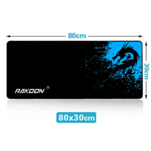 RAKOON Extended Gaming Mouse Pad – Large Desk Mat with Blue Dragon Splatter Design & Stitched Edges