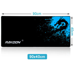 RAKOON Extended Gaming Mouse Pad – Large Desk Mat with Blue Dragon Splatter Design & Stitched Edges