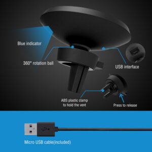 360° Rotation Magnetic Wireless Car Charger – Universal Air Vent Phone Holder Mount with Charging Cable