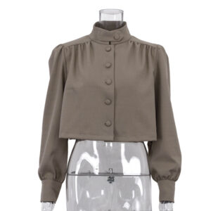 Womens Casual Long-sleeve Shirt With A Small Stand-up Collar