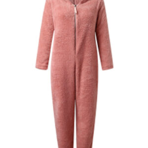 Women'S Plush Thick Plush Plush Jumpsuit Hooded Pajamas Parent-Child Wear