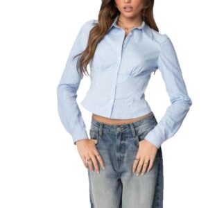 Womens Summer New Arrival Lapel Long-Sleeve Shirt
