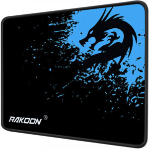 RAKOON Extended Gaming Mouse Pad – Large Desk Mat with Blue Dragon Splatter Design & Stitched Edges