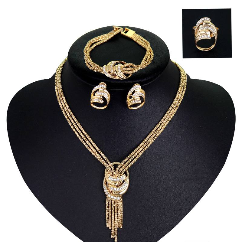 Europe And The United States Jewelry Necklace, Bracelet, Earrings, Rings, Wedding Bride Jewelry Set Four Pieces, Sell Fast Sell Hot - Image 5