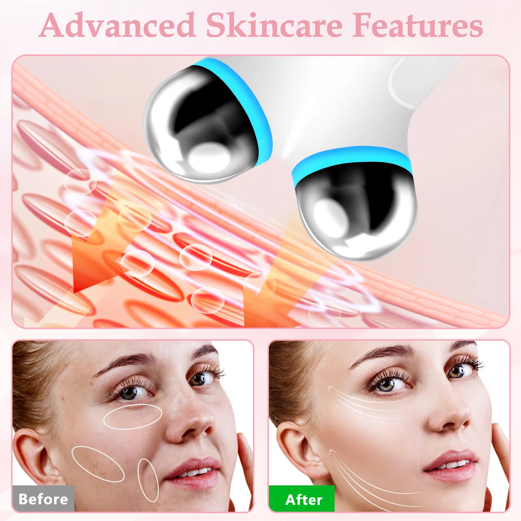 Microcurrent Face Massager – Electric EMS V-Face Shaping Roller & Lifting Device with USB Rechargeable Display - Image 2