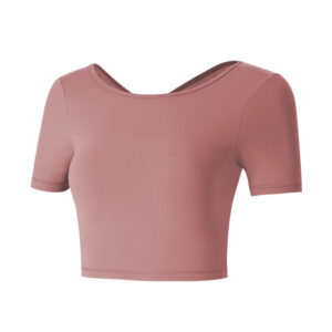 Tight Top With Chest Pad Beauty Back Breathable Yoga Clothes Short Sleeve