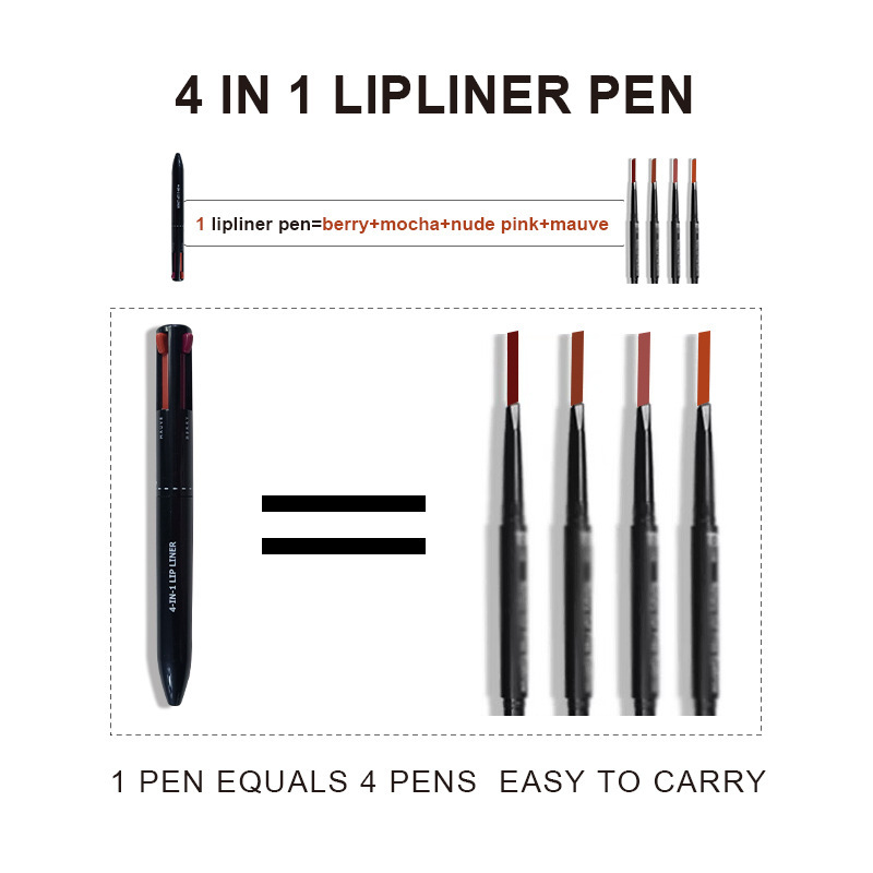 4 In 1 Makeup Pen Multifunctional Makeup Pen With Eyeliner, Lip Liner, Eyebrow Pencil, And Highlighter Portable Travel Easy-To-Apply Makeup Pencil - Image 4