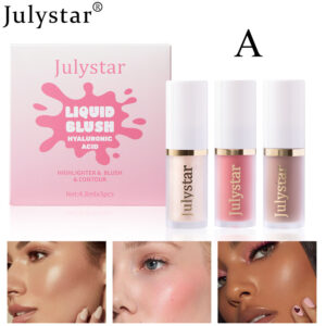 Julystar 3-in-1 Liquid Blush Set with Hyaluronic Acid – Hydrating Liquid Highlighter, Blush & Contour Trio Set