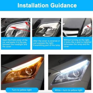 2 X 60CM Slim Amber Sequential Flexible LED DRL Turn Signal Strip For Headlight