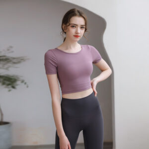 Tight Top With Chest Pad Beauty Back Breathable Yoga Clothes Short Sleeve