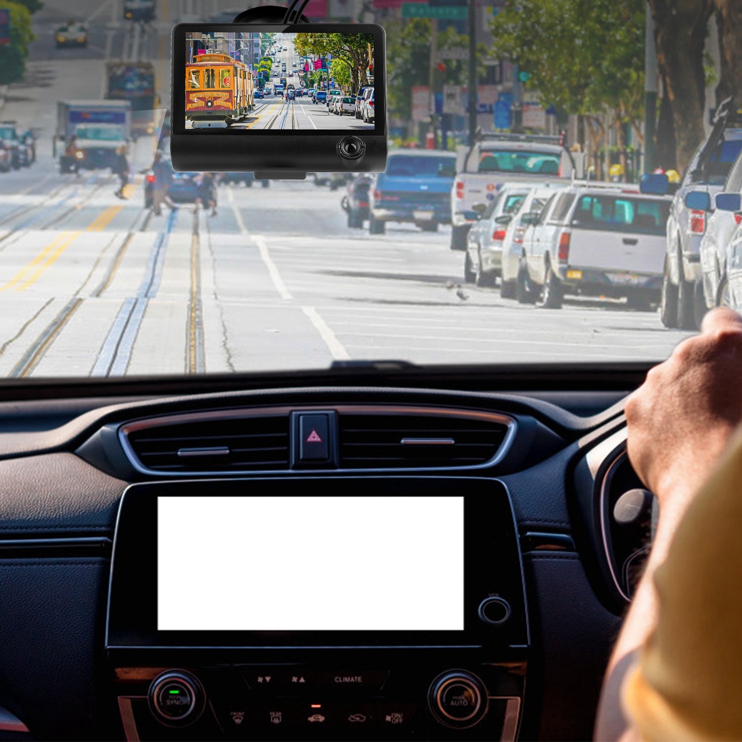 1296P Car DVR Dash Camera 4In 3 Lens Vehicle Driving Recorder Seamless Recording - Image 7