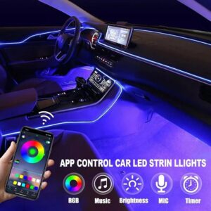 APP Control 5-In-1 RGB LED Interior Strip Light Car Ambient Atmosphere Lighting