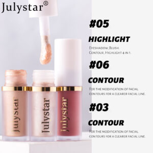 Julystar 3-in-1 Liquid Blush Set with Hyaluronic Acid – Hydrating Liquid Highlighter, Blush & Contour Trio Set