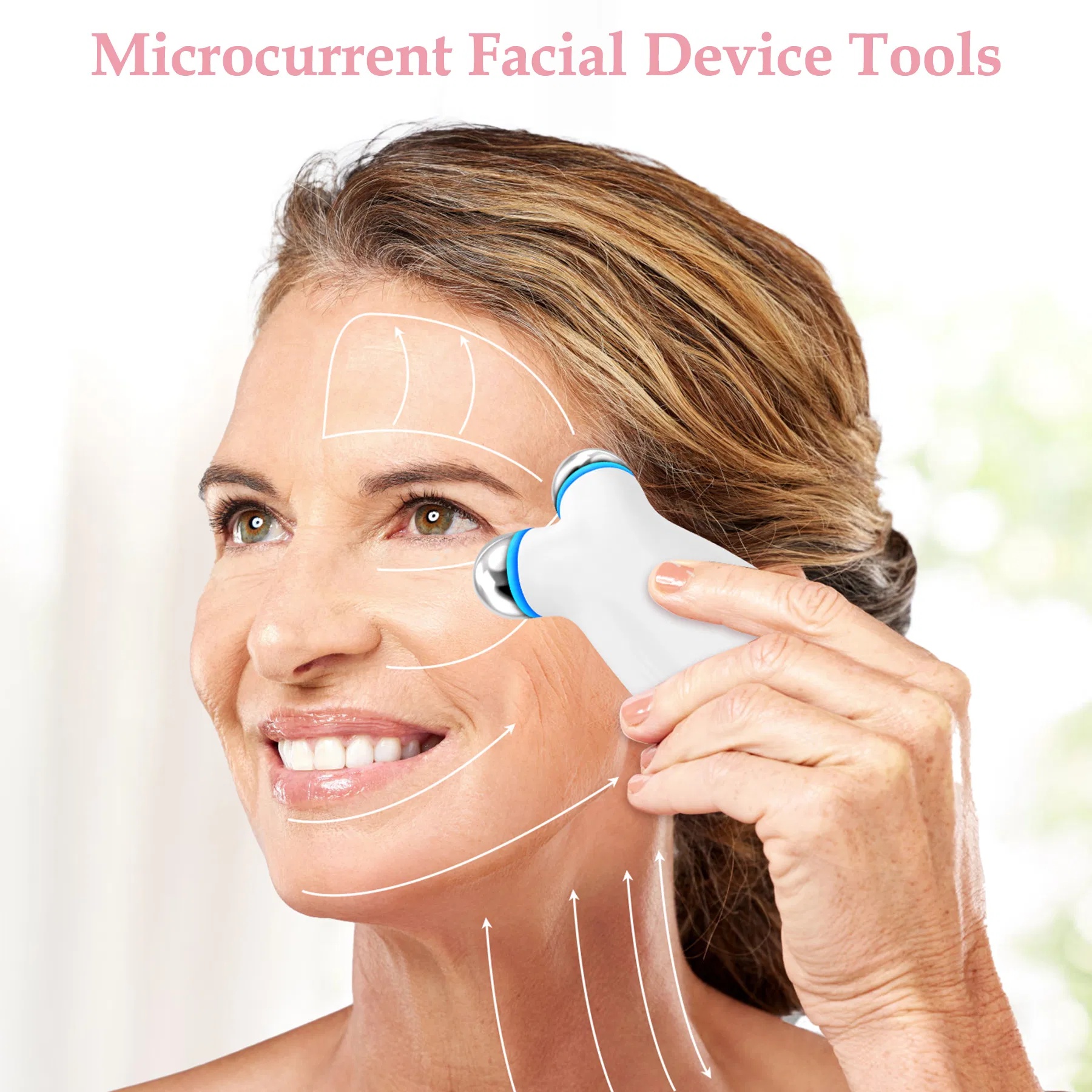 Microcurrent Face Massager – Electric EMS V-Face Shaping Roller & Lifting Device with USB Rechargeable Display