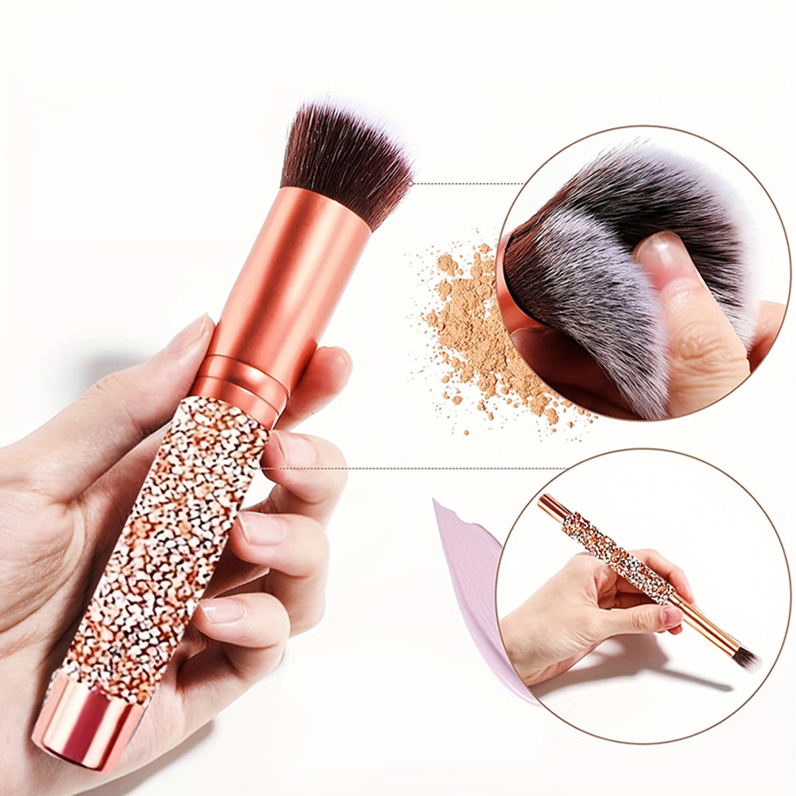 10Pcs Luxury Makeup Brush Set Diamond Rivet Handle Design Crystal Makeup Brush, For Face And Eye Makeup Brush Professional Foundation Concealer Eye Shadow Makeup Tool - Image 2