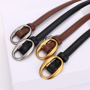 Womens Leather Belt With A Slim Waistband, Made From Smooth Leather And Featuring No Pre-punched Holes