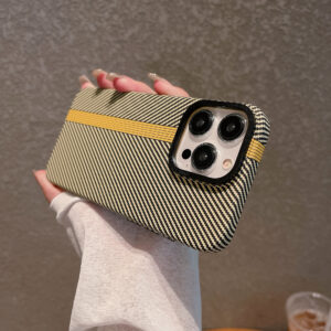 Premium Carbon Fiber Texture Matte Hard PC Case for iPhone 12, 13, 14, 15 Pro Max & Plus – Ultra-Slim Shockproof Cover with Lens Frame