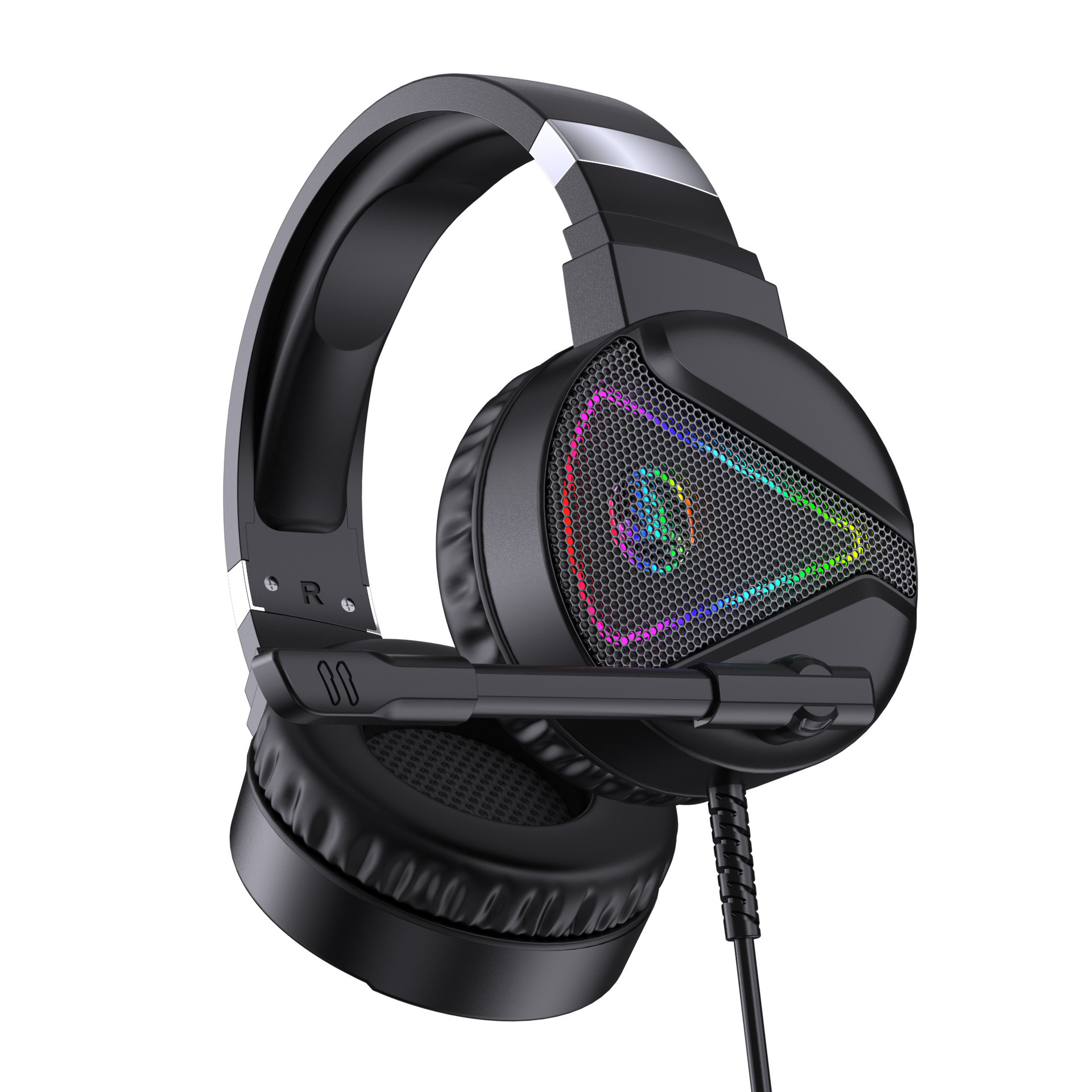Premium RGB Light-Up Over-Ear Gaming Headset – Wired Headphones with Noise-Reduction Microphone, Metallic Finish & Adjustable Headband - Image 6
