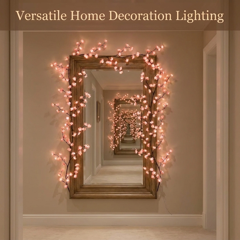 LED Tree Branch Lights For Wall, Cherry Blossom Lights Vine Lights With Remote And 8 Lighting Modes Cherry Blossom Garland Willow Vine For Bedroom Indoor Wall Christmas Decor - Image 2