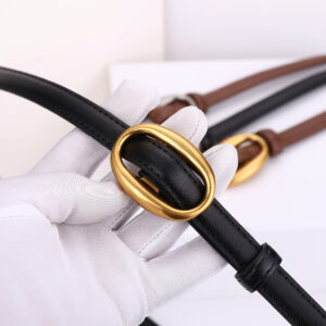 Womens Leather Belt With A Slim Waistband, Made From Smooth Leather And Featuring No Pre-punched Holes