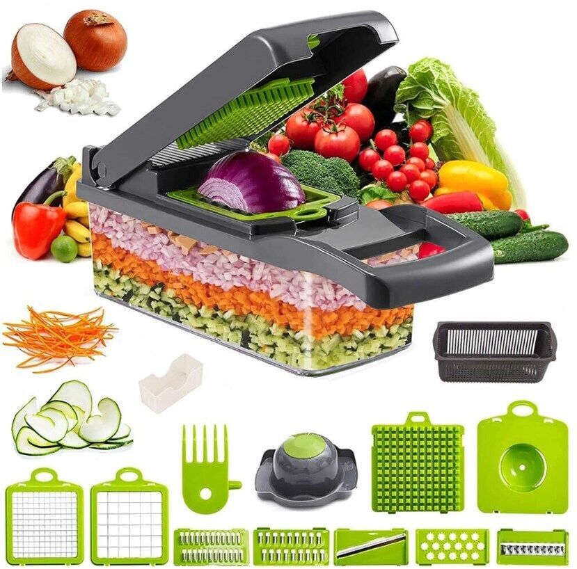 16 In 1 Vegetable Chopper, Salad Fruit Vegetable Food Chopper Slicer Peeler - Image 2