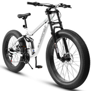 Premium All-Terrain 26-Inch Fat Tire Mountain Bike – Dual Suspension, 21-Speed Drivetrain & Disc Brakes for Men