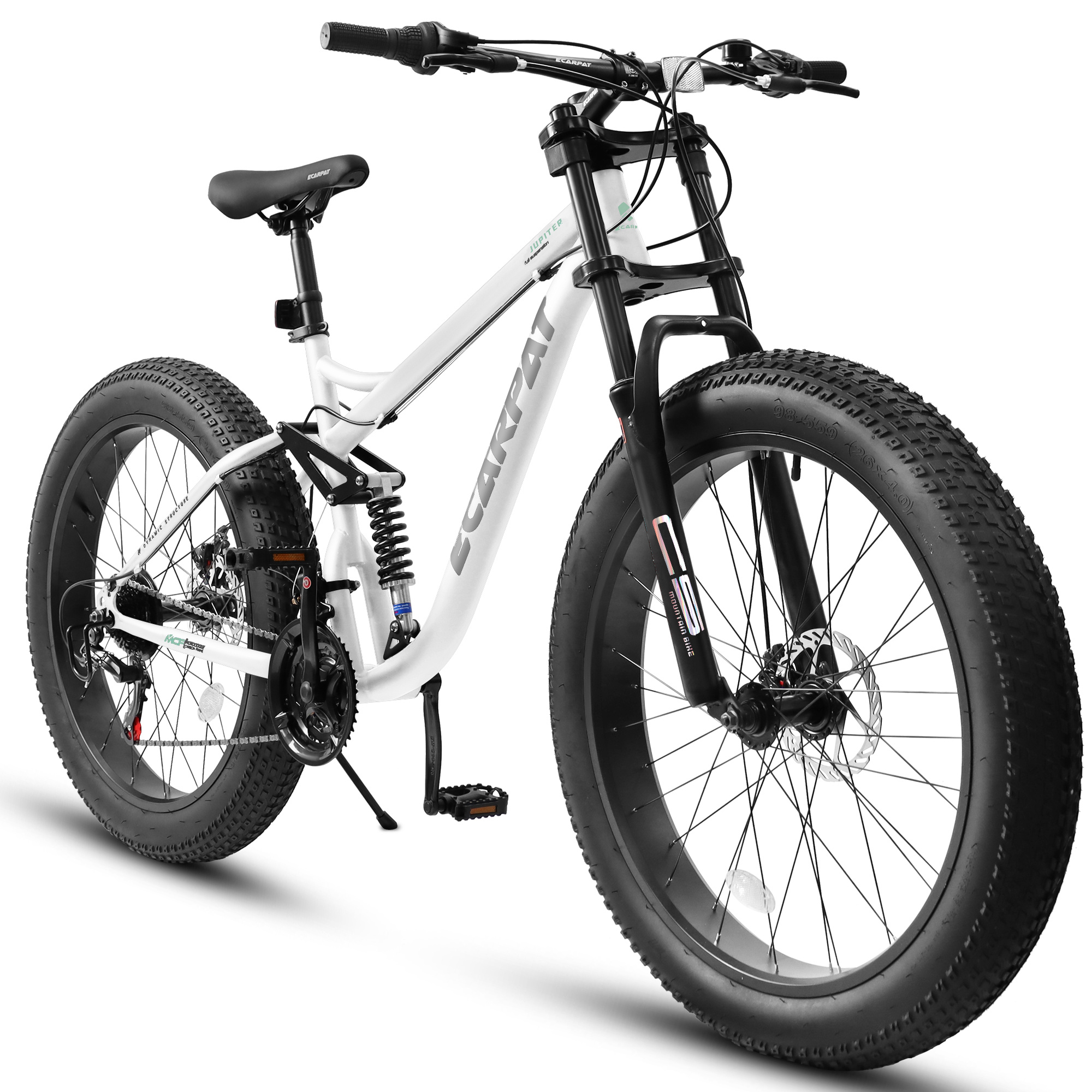 Premium All-Terrain 26-Inch Fat Tire Mountain Bike – Dual Suspension, 21-Speed Drivetrain & Disc Brakes for Men