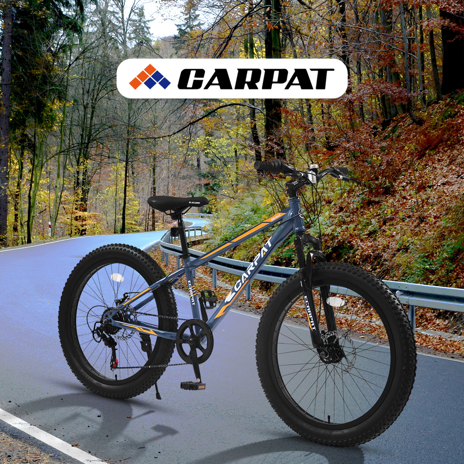 Premium Elecony 24" Fat Tire Mountain Bike for Youth – High-Carbon Steel Frame, Shimano 7-Speed & Dual Disc Brakes for Trail & City Riding | UK Stock, Free Shipping - Image 3
