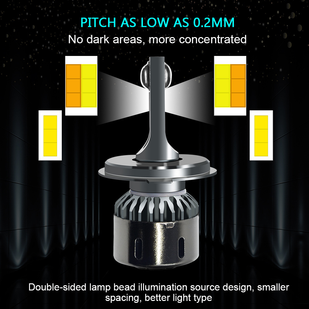 Three-color Car Led Headlights Ultra-bright Far And Near Light Modified Car Lights 9005,9006,H1, H3 , H7, H8, H9 ,H11 - Image 2