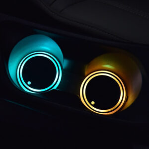 Premium Dual-Charging Solar & USB Ambient LED Car Coaster – Smart Auto Light-Up Non-Slip Cup Pad US Stock