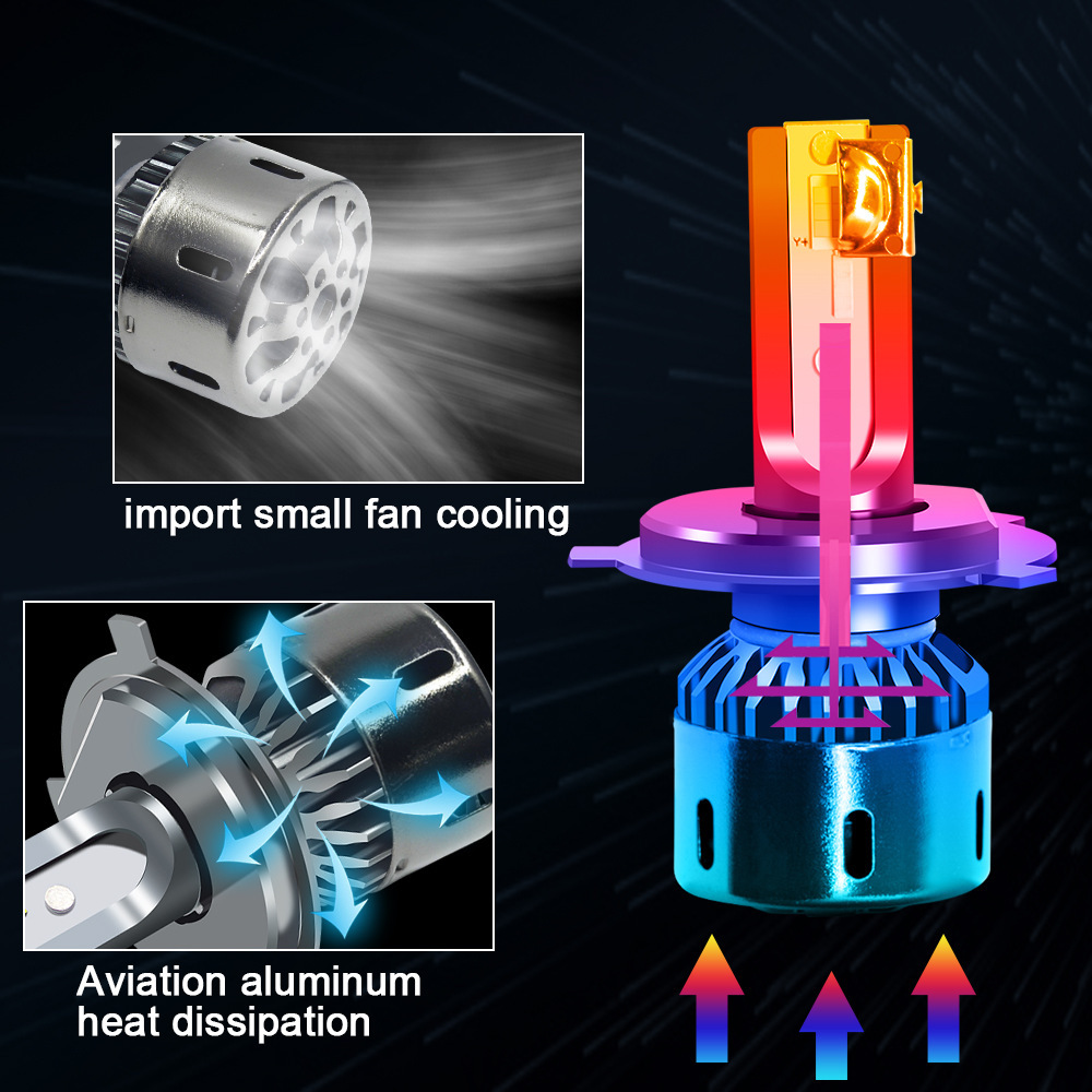 Three-color Car Led Headlights Ultra-bright Far And Near Light Modified Car Lights 9005,9006,H1, H3 , H7, H8, H9 ,H11 - Image 3