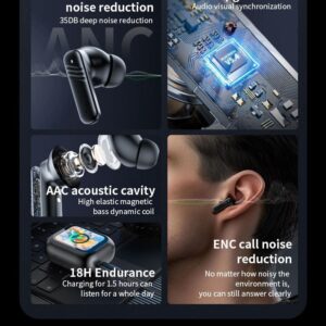 LX10 Wireless Bluetooth In-ear Translation Earbuds, LCD Full Color Touch Screen ANC Noise Cancelling TWS Earphones