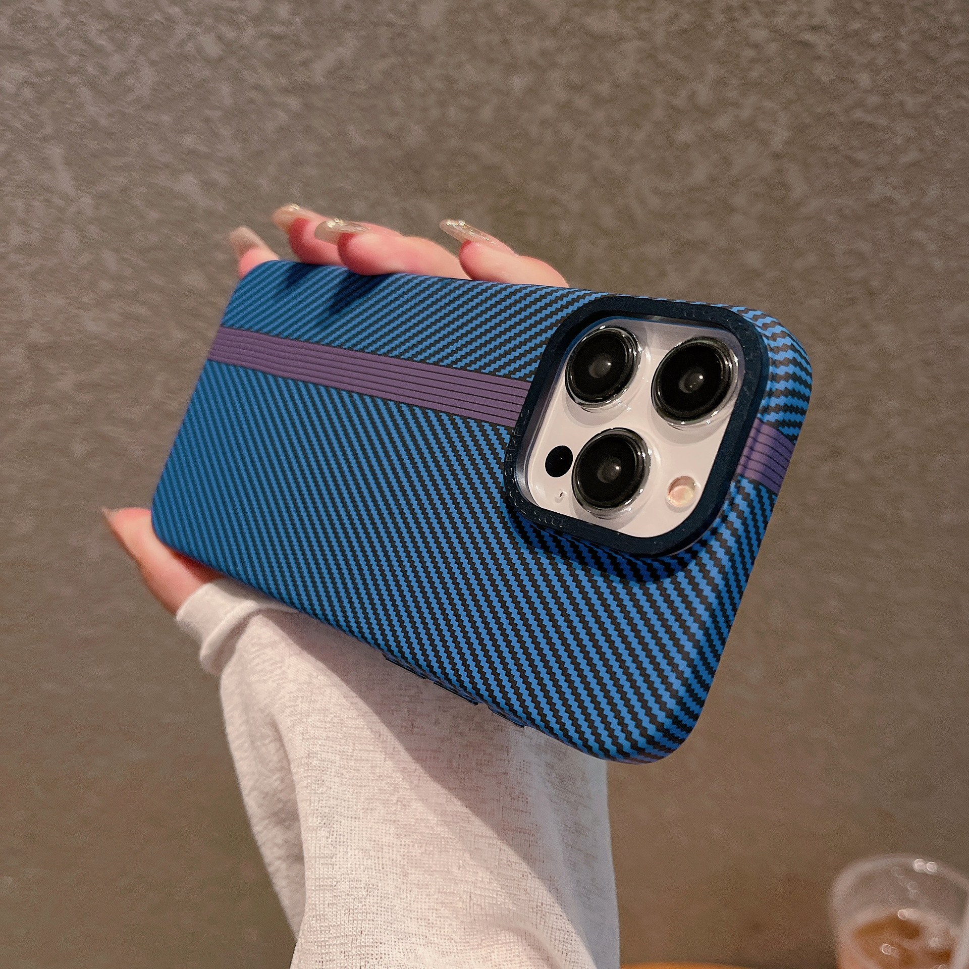 Premium Carbon Fiber Texture Matte Hard PC Case for iPhone 12, 13, 14, 15 Pro Max & Plus – Ultra-Slim Shockproof Cover with Lens Frame - Image 4