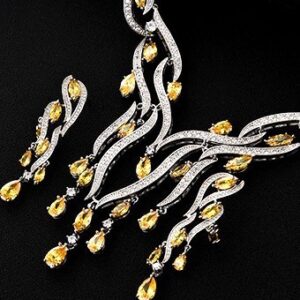 Premium Radiant Wave Zirconia Necklace & Earring Set – Timeless Glamour for Special Occasions, 1 DAY DISPATCH.