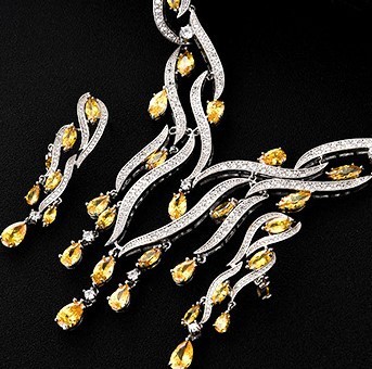 Premium Radiant Wave Zirconia Necklace & Earring Set – Timeless Glamour for Special Occasions, 1 DAY DISPATCH. - Image 2