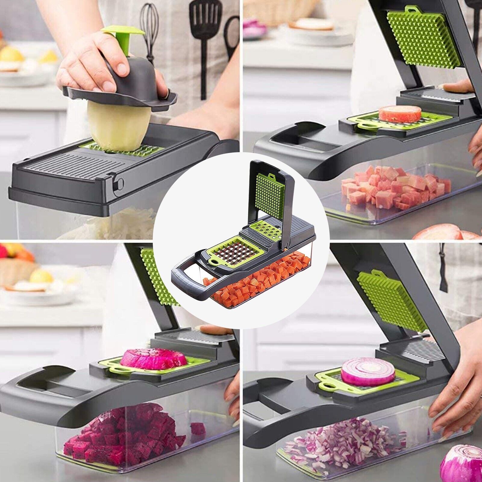 16 In 1 Vegetable Chopper, Salad Fruit Vegetable Food Chopper Slicer Peeler - Image 4