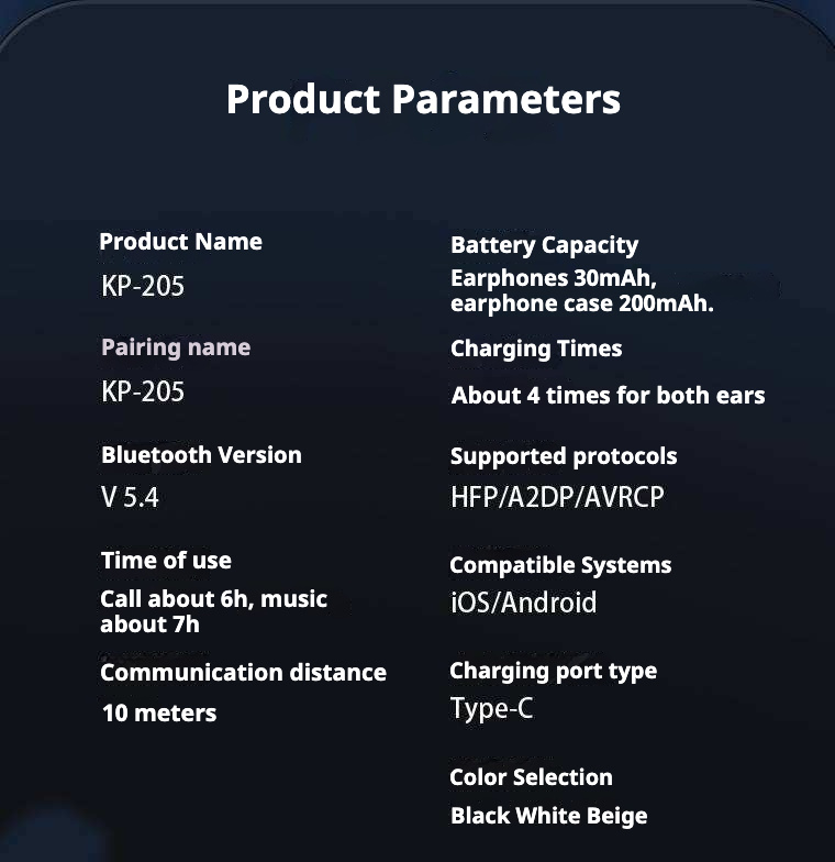KP-205 In-Stock Digital Display Bluetooth Earbuds High Quality Audio In-Ear Design Low-Latency Gaming Ultra Long Battery Life Factory Direct - Image 8