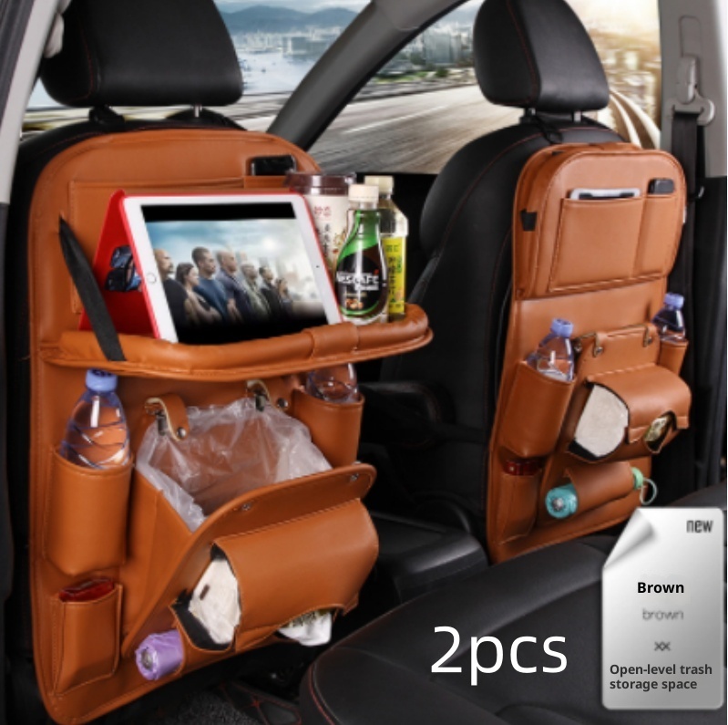 Premium PU Leather Backseat Car Storage Organizer – Waterproof Car Seat Kick Mat with Foldable Dining Table Tray, Touchscreen Tablet Holder & Multi-Pocket Storage - Image 8