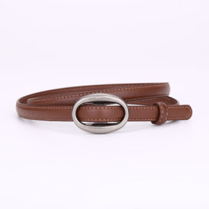 Womens Leather Belt With A Slim Waistband, Made From Smooth Leather And Featuring No Pre-punched Holes