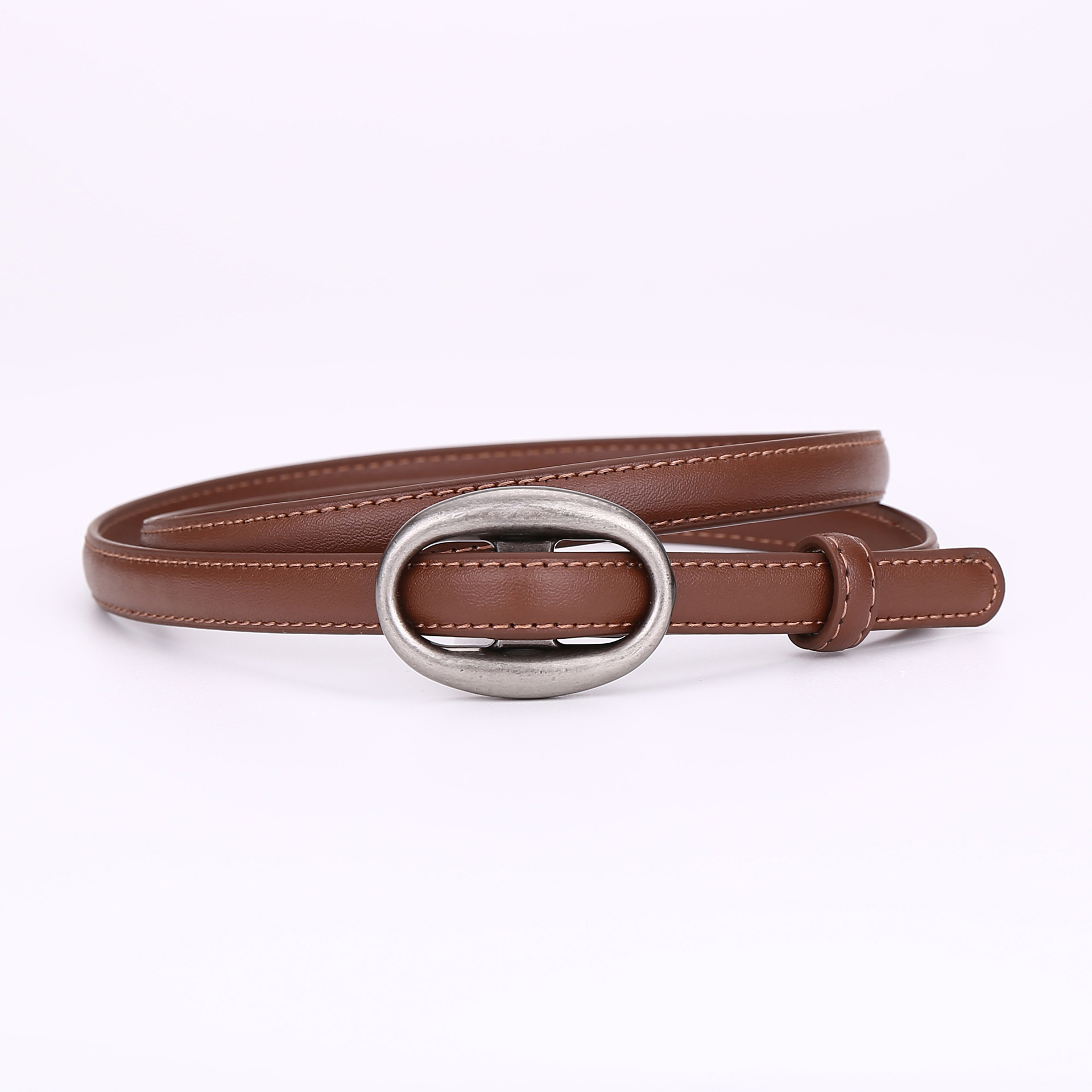Womens Leather Belt With A Slim Waistband, Made From Smooth Leather And Featuring No Pre-punched Holes - Image 2