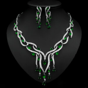 Premium Radiant Wave Zirconia Necklace & Earring Set – Timeless Glamour for Special Occasions, 1 DAY DISPATCH.