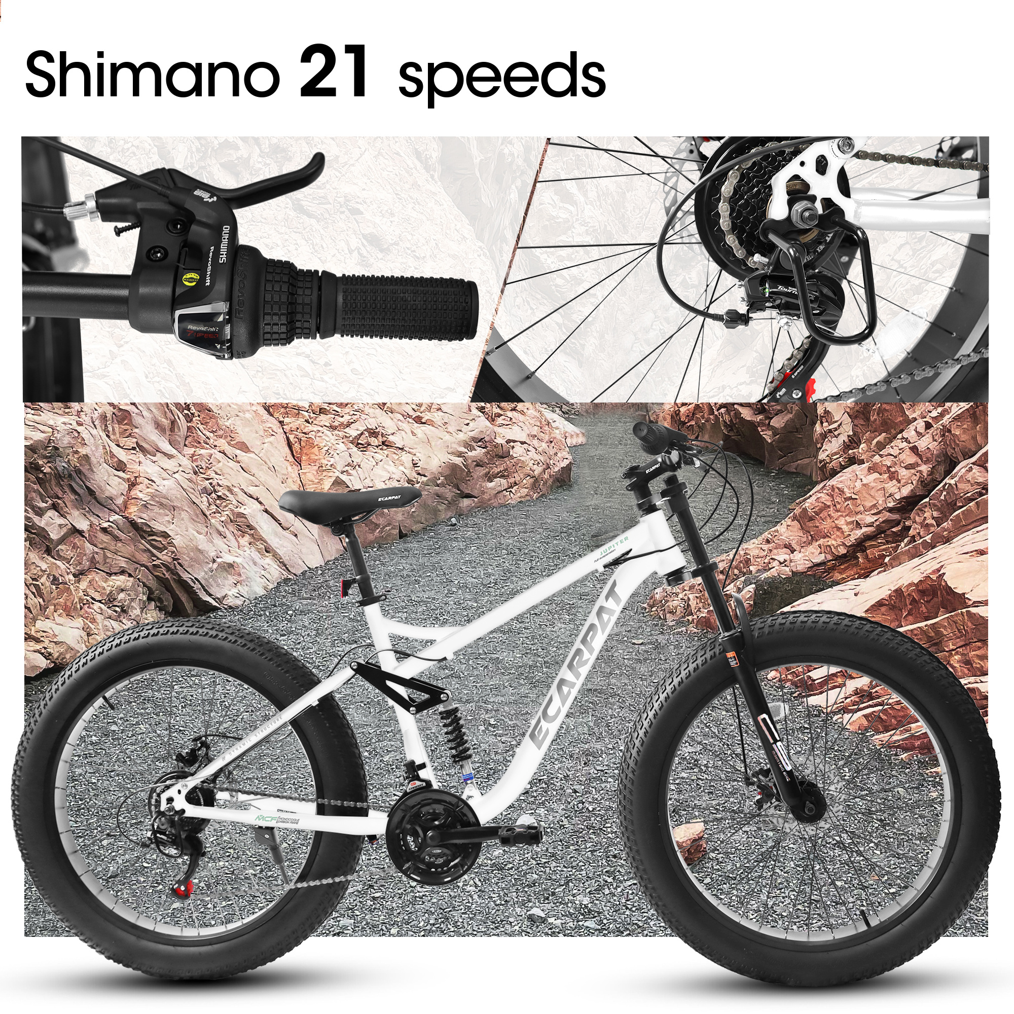Premium All-Terrain 26-Inch Fat Tire Mountain Bike – Dual Suspension, 21-Speed Drivetrain & Disc Brakes for Men - Image 5