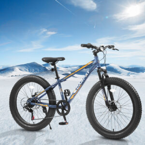 Premium Elecony 24" Fat Tire Mountain Bike for Youth – High-Carbon Steel Frame, Shimano 7-Speed & Dual Disc Brakes for Trail & City Riding | UK Stock, Free Shipping