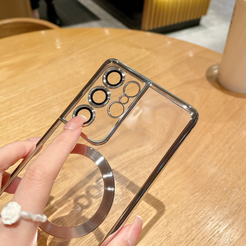 Premium Electroplated Clear Magnetic Case for Samsung Galaxy S21, S22, S23 Series – Seamless Wireless Charging & Camera Lens Protection - Image 9