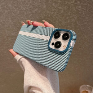 Premium Carbon Fiber Texture Matte Hard PC Case for iPhone 12, 13, 14, 15 Pro Max & Plus – Ultra-Slim Shockproof Cover with Lens Frame