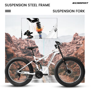 Premium All-Terrain 26-Inch Fat Tire Mountain Bike – Dual Suspension, 21-Speed Drivetrain & Disc Brakes for Men