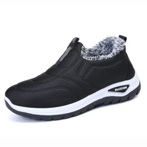 – Thick Plush Fleece-Lined Slip-On Ankle Shoes with Warm Thermal Lining & Anti-Slip Rubber Sole