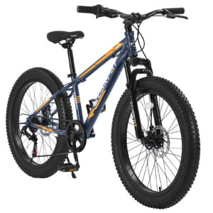 Premium Elecony 24" Fat Tire Mountain Bike for Youth – High-Carbon Steel Frame, Shimano 7-Speed & Dual Disc Brakes for Trail & City Riding | UK Stock, Free Shipping